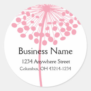 Roze Dandelion Flower Round Adresetiketten Ronde Sticker