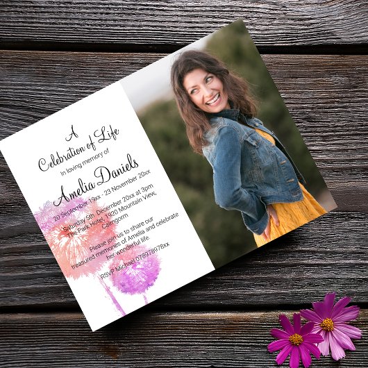 Roze Dandelion Fotoceremonie van de Life-kaart Kaart