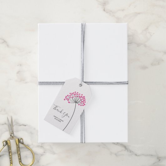 Roze Dandelion Gift-Labels voor je dankbaarheid Cadeaulabel (Met Touw)