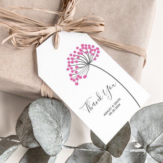 Roze Dandelion Gift-Labels voor je dankbaarheid Cadeaulabel