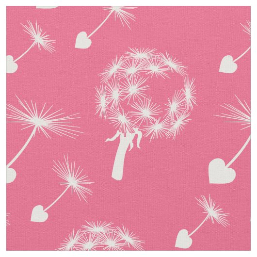 Roze Dandelion Heart Seeds Stof (Close Up)