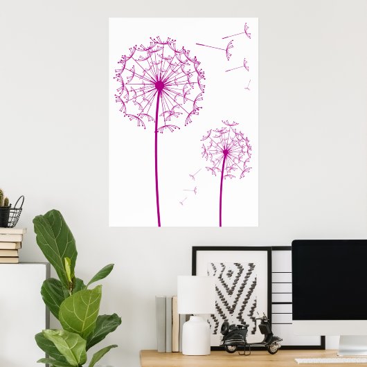 roze dandelion poster (Thuiskantoor)