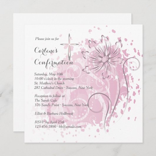 Roze Dandelion Uitnodiging (Voorkant / Achterkant)