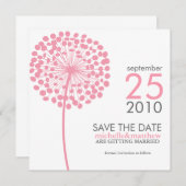 Roze Dandelion Wedding Save the Date (Voorkant / Achterkant)