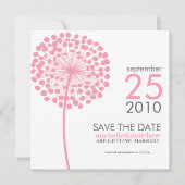 Roze Dandelion Wedding Save the Date (Voorkant)