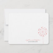 Roze Dandelions Love Hearts Weddenschap Hartelijk  Bedankkaart (Voorkant)