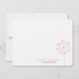 Roze Dandelions Love Hearts Weddenschap Hartelijk  Bedankkaart