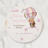 Roze Dank je Bary Veel Teddy Bear Bedankjes Labels (Voorkant)