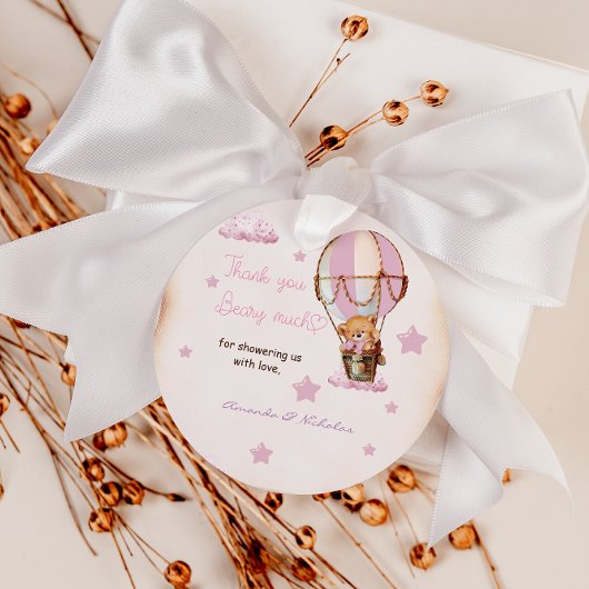 Roze Dank je Bary Veel Teddy Bear Bedankjes Labels