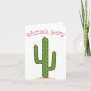 Roze Dank Je Groene Cactus Bedankkaart