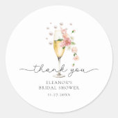Roze Dank Je Kralen & Prosecco Bruidsmeisjesfeest Ronde Sticker (Voorkant)