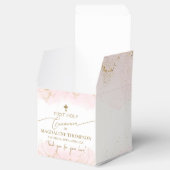 Roze Dank je Meisje Gouden Kruis Eerste Communie Bedankdoosjes (Geopend)