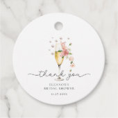 Roze Dank Je Parels & Prosecco Bruiloftsborrel Bedankjes Labels (Voorkant)