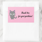roze Dank je sticker met grijze kat (Tas)