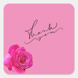 Roze dank je vierkante sticker