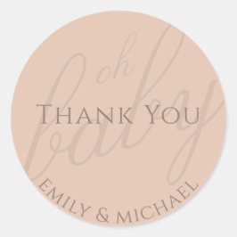 Roze Dank Je Wel Baby Shower Modern Ronde Sticker