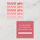 Roze Dank je wel Dank je wel Vierkante Visitekaartje (Voorkant / Achterkant)