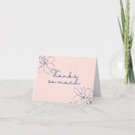Roze "Dank je wel" met de hand getekende wilde blo Bedankkaart