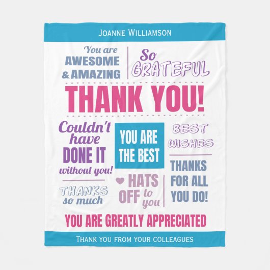 Roze Dank je wel Waardering Fleece Deken (Voorkant)