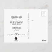 Roze Dank U 2e Baby Aankondiging Baby meisje Briefkaart (Achterkant)