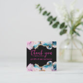 Roze Dank u Abstract Zwart Elegant Business Vierkante Visitekaartje (Staand voorkant)