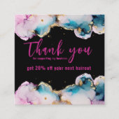 Roze Dank u Abstract Zwart Elegant Business Vierkante Visitekaartje (Voorkant)