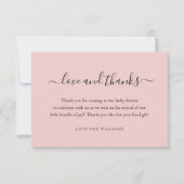 Roze Dank u Baby shower Cadeau gepersonaliseerd Bedankkaart (Voorkant)