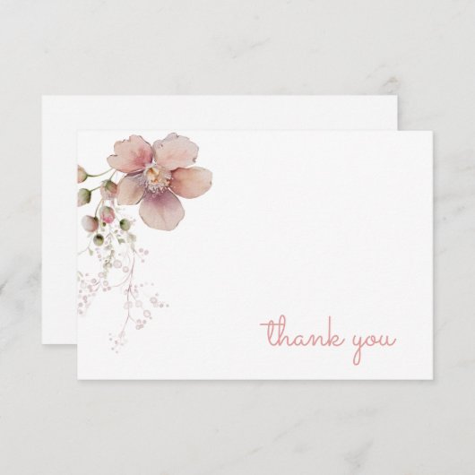 Roze Dank u Bloemennota Kaart (Voorkant / Achterkant)