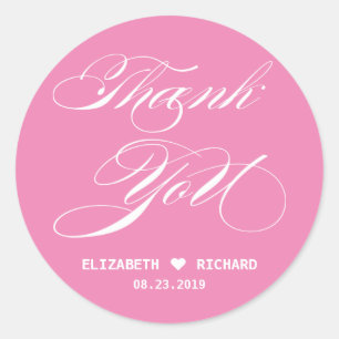 Roze Dank u bruiloftsgunst Ronde Sticker