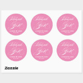 Roze Dank u bruiloftsgunst Ronde Sticker (Vel)