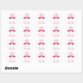 Roze dank u Flamingo Tropische bruiloft Luau Ronde Sticker (Vel)