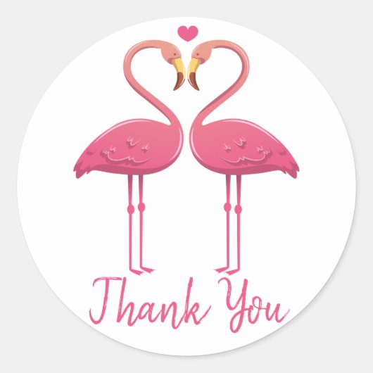 Roze dank u Flamingo Tropische bruiloft Luau Ronde Sticker (Voorkant)