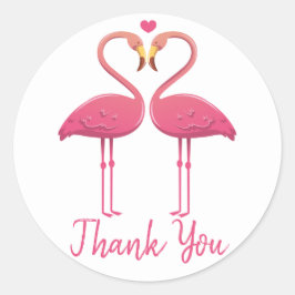 Roze dank u Flamingo Tropische bruiloft Luau Ronde Sticker