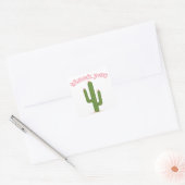 Roze Dank u Groene Cactus Stickers (Envelop)