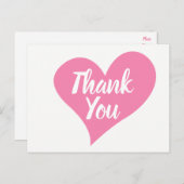 Roze Dank u Hart bruiloft, Vrijgezellenfeest Briefkaart (Voorkant / Achterkant)