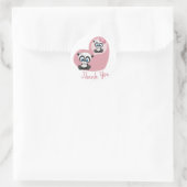 Roze dank u Panda Teddy Bear Hart Bruiloft Ronde Sticker (Tas)