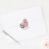 Roze dank u Panda Teddy Bear Hart Bruiloft Ronde Sticker (Envelop)