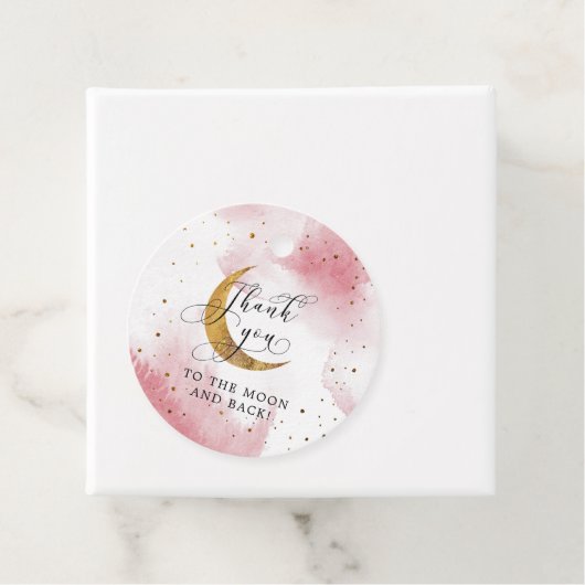 Roze dank u voor de maan en de terugdag bedankjes labels (In situ)