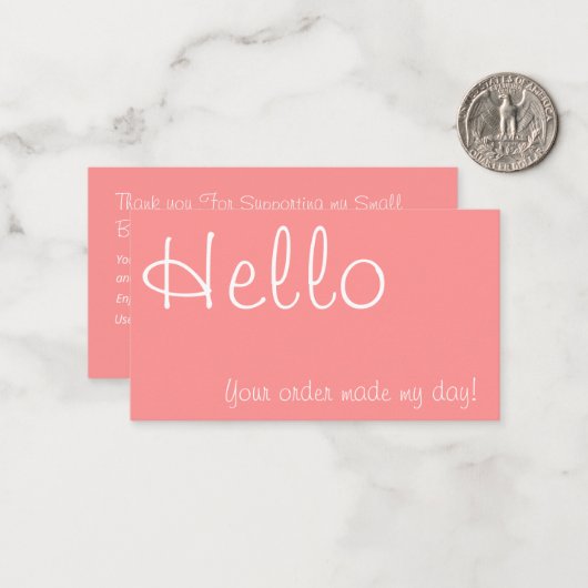 Roze dank u voor uw cadeau met aankoopkorting notitiekaartje (Voorkant / Achterkant in situ)