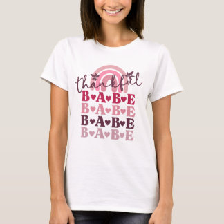 Roze Dankbaar Babe Thanksgiving Herfst Boho Rainbo T-shirt