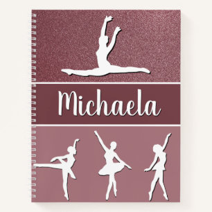 Roze dans Ballerina  Naam Glitter Notitieboek