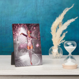 Roze dansballerina en mooie vlinders fotoplaat