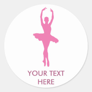 Roze Dansende Ballerina Ronde Sticker