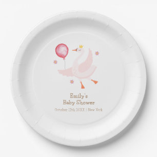 Roze dansende prinses zwaan ballon baby shower papieren bordje