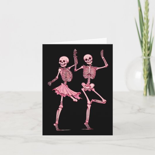 Roze dansende skeletten Dansdag van de Dode Hallow Kaart (Voorkant)