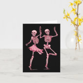 Roze dansende skeletten Dansdag van de Dode Hallow Kaart (Gele Bloem)