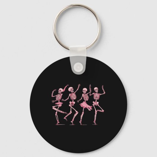 Roze dansende skeletten Dansdag van de Dode Hallow Sleutelhanger (Voorkant)
