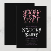 Roze dansende Skeletten Minimalistische Halloween  Kaart (Voorkant / Achterkant)