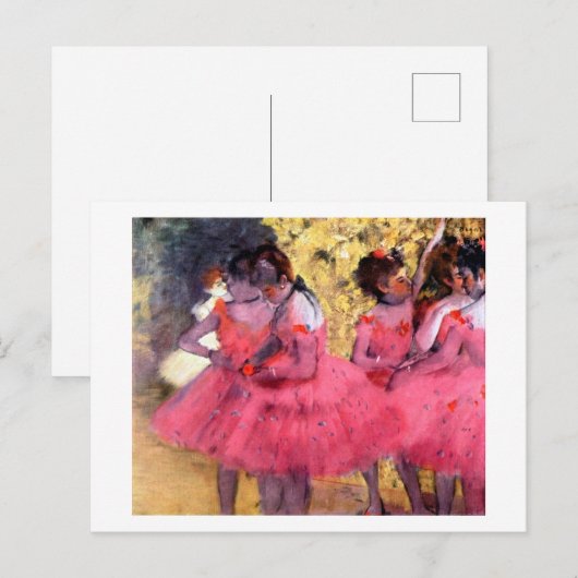 Roze dansers, Edgar Degas Briefkaart (Voorkant / Achterkant)