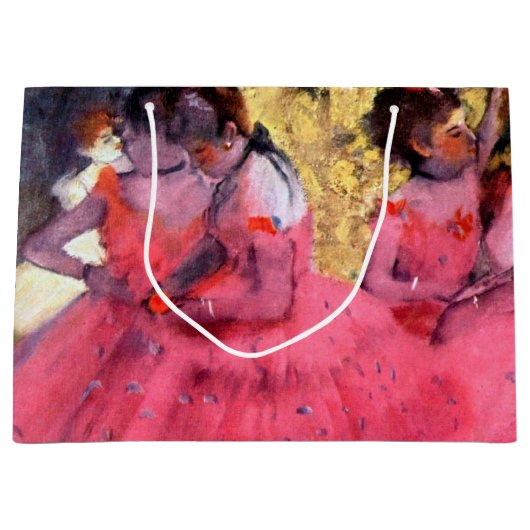 Roze dansers, Edgar Degas Large Gift Bag Groot Cadeauzakje (Voorkant)